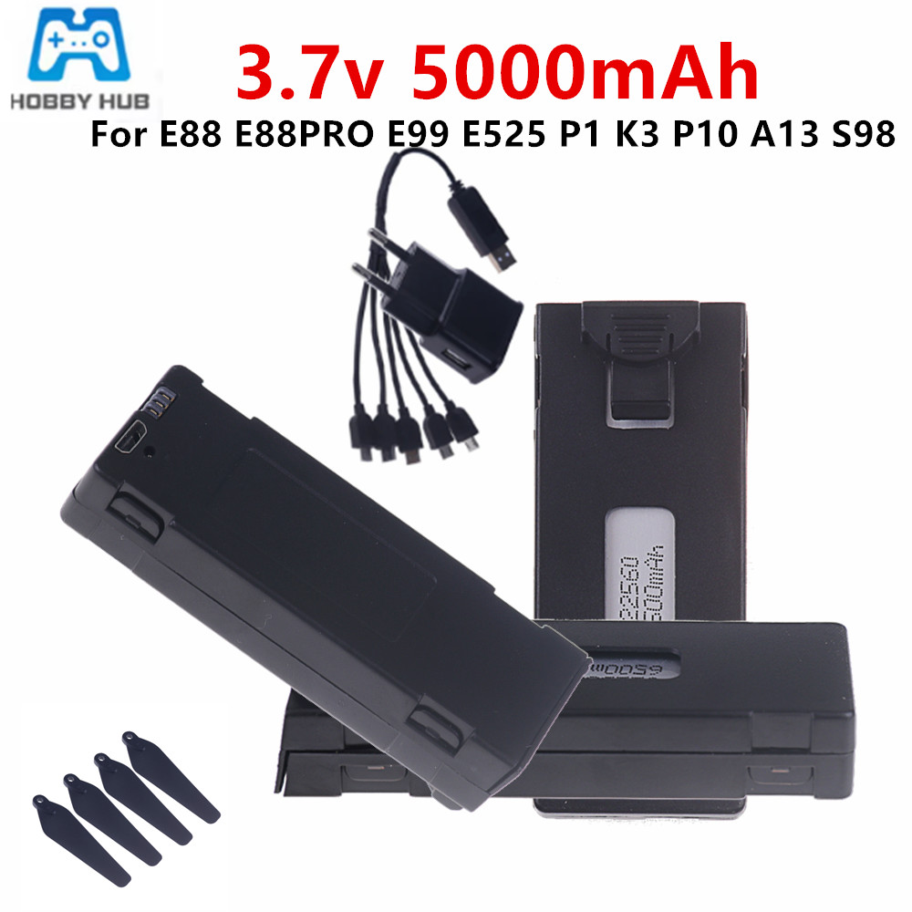Drone Rc E99 K3 - 3.7V E88 5000mAh Rechargeable Li-ion Battery