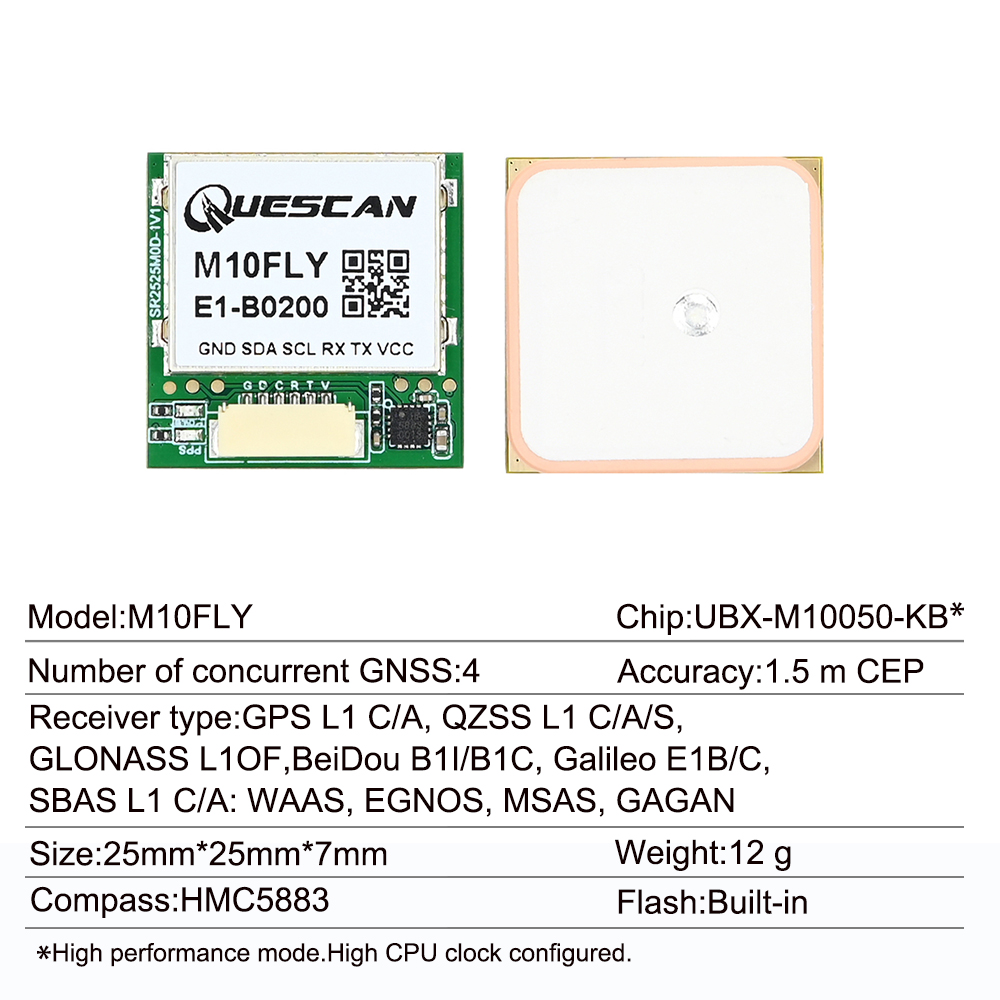 Quescan 25mm*25mm M10FLY 10Hz  - Gps Module Drone recension och pris