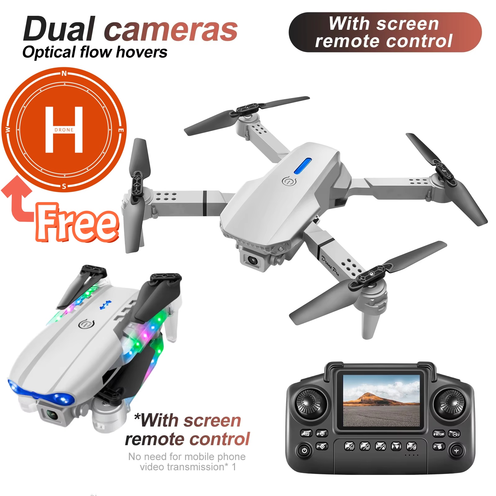 White Gray E88 E99 Mini Drone  - Drone Rc E99 K3 recension och pris