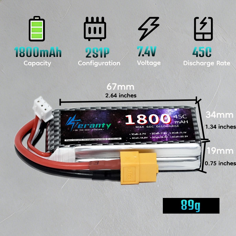 TERANTY 2S 3S 4S 1800mAh Lipo  - Drone And Car recension och pris